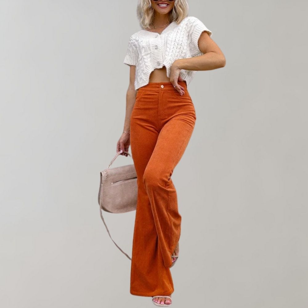 Women's Flared Jeans - High-Waist with Button Fly