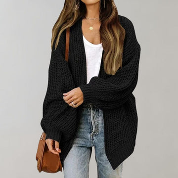 Damen Oversized-Strickjacke – Stil mit offener Vorderseite