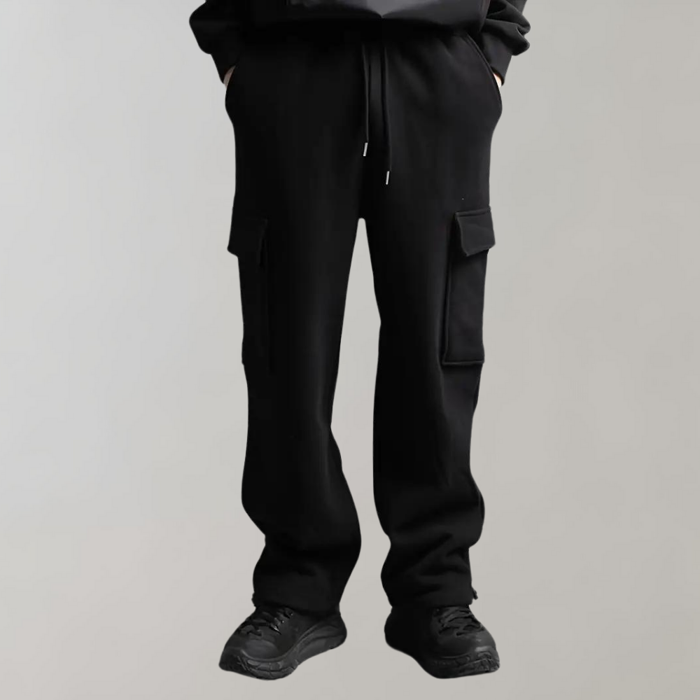 Men's Wide-Leg Cargo Joggers - Relaxed Fit with Pockets