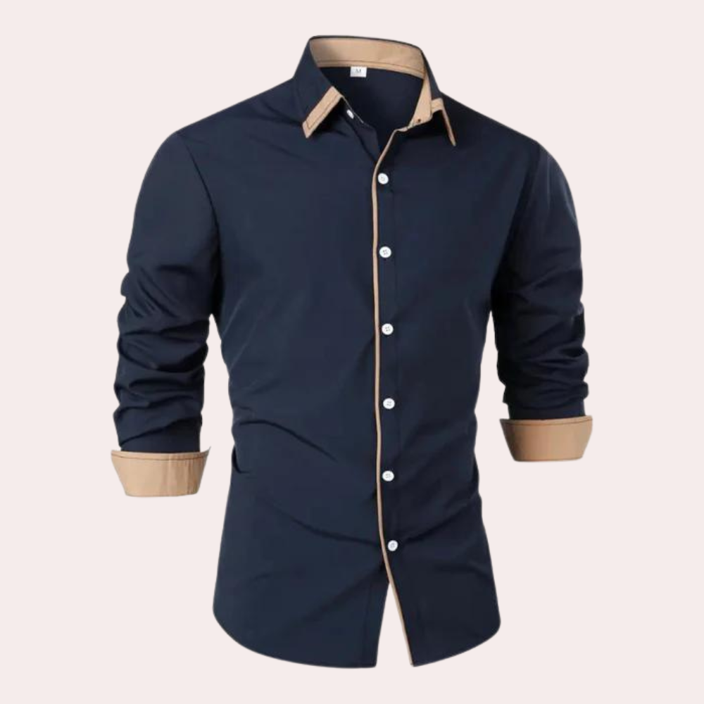 Men's shirt with buttons – contrast collar & cuffs