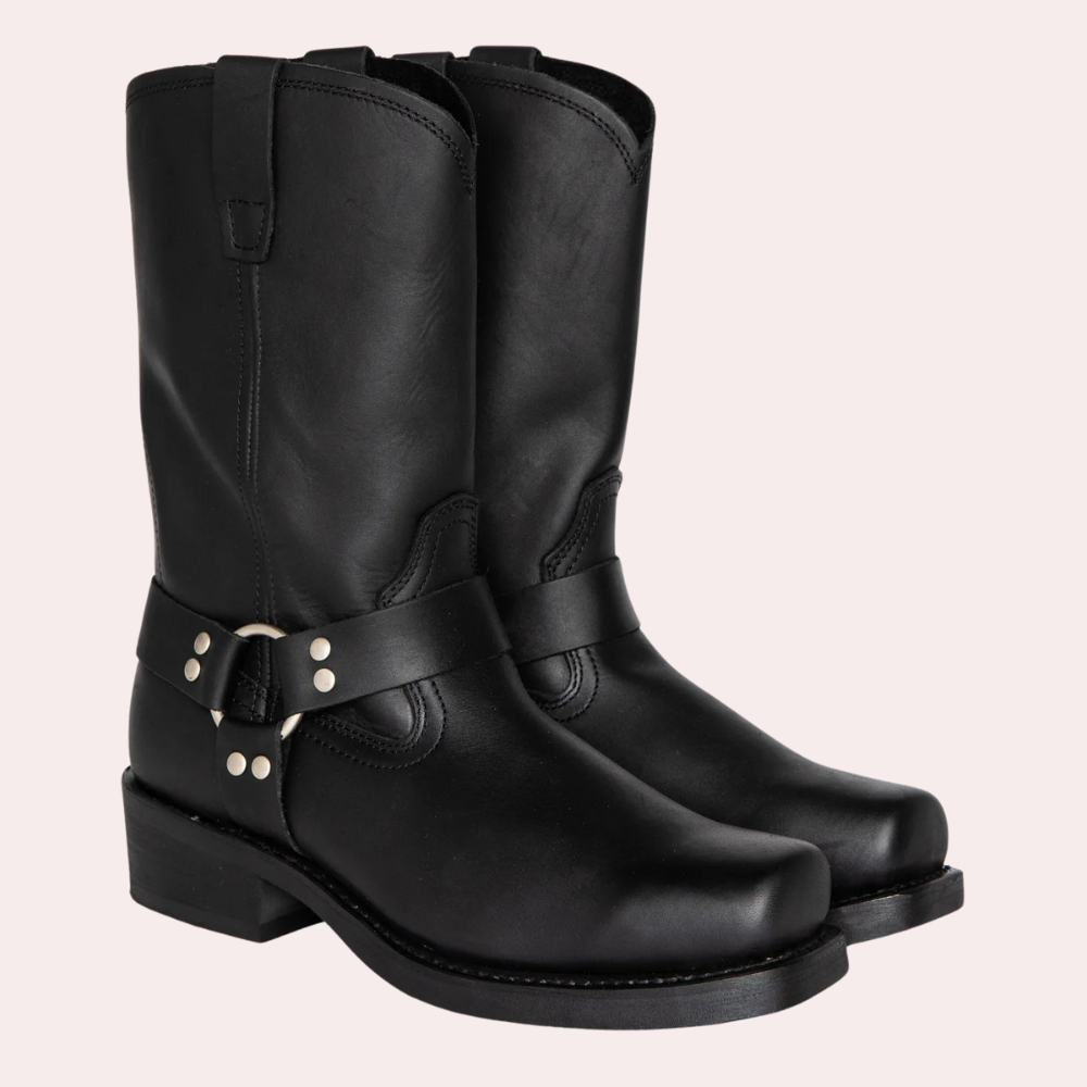 Men's Retro Leather Cowboy Boots – Buckle Knight Style
