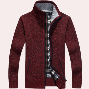 Herren-Strick-Cardigan mit Stehkragen - Gemütliches Futter-Detail