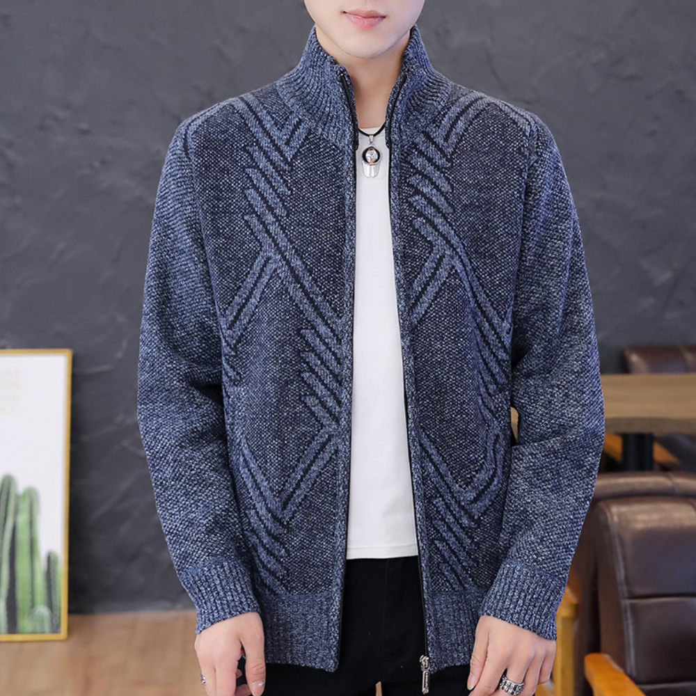 Herren-Strick-Cardigan mit Stehkragen - Warm und Bequem