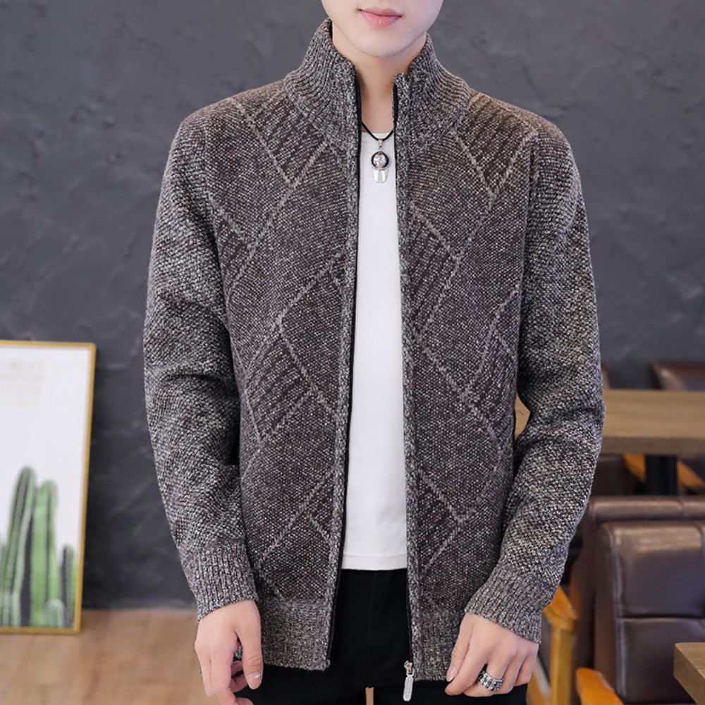 Herren-Strick-Cardigan mit Stehkragen - Warm und Bequem