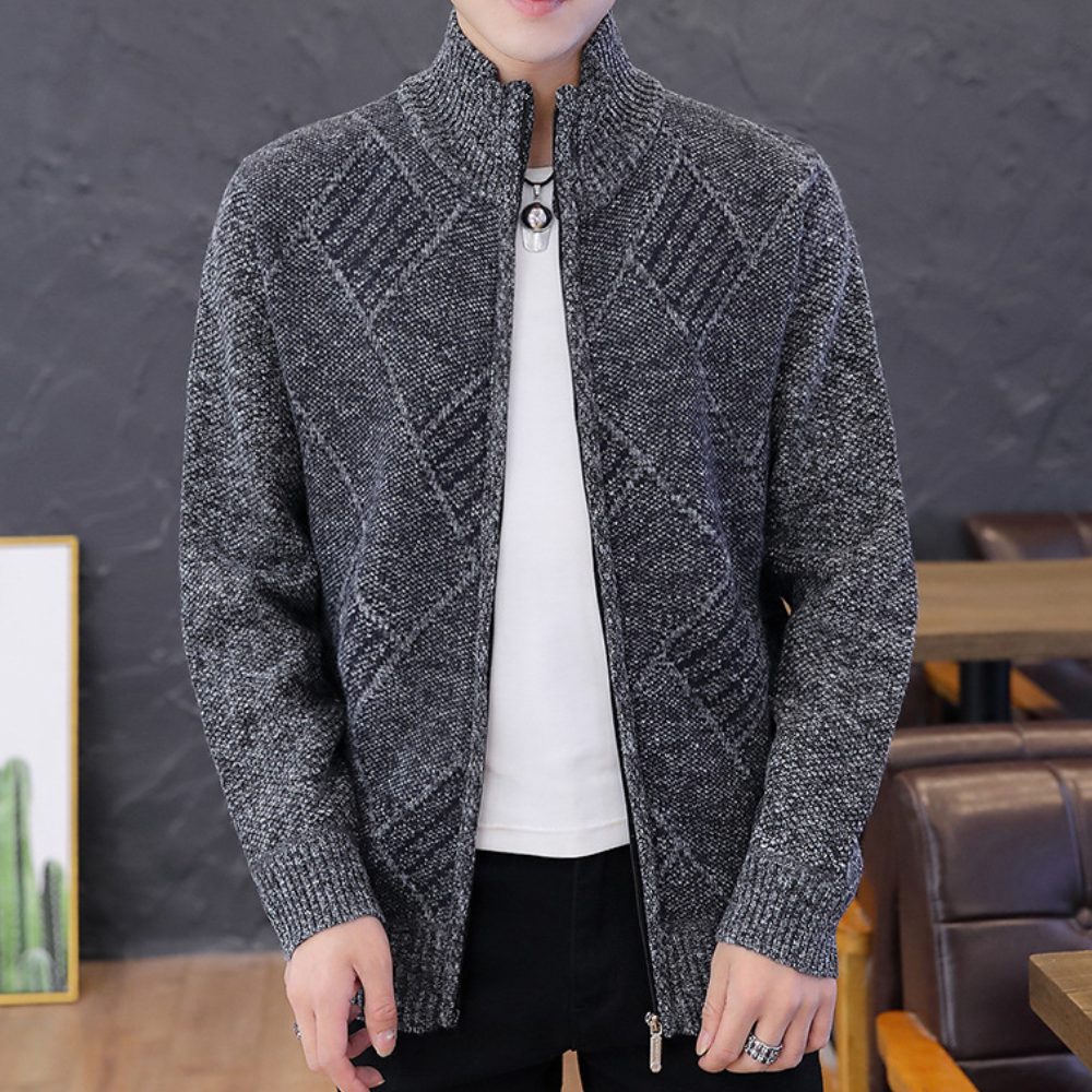 Herren-Strick-Cardigan mit Stehkragen - Warm und Bequem