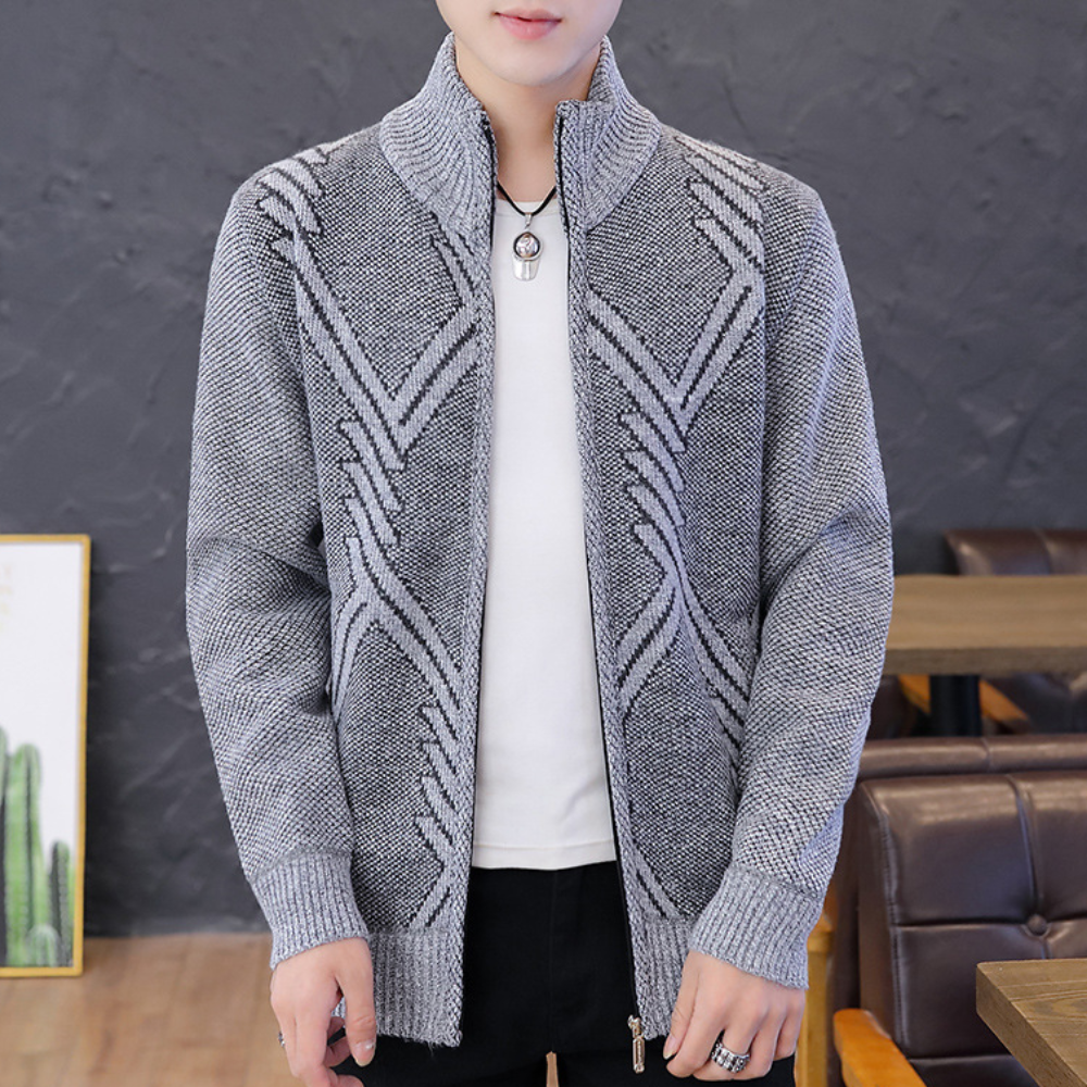 Herren-Strick-Cardigan mit Stehkragen - Warm und Bequem