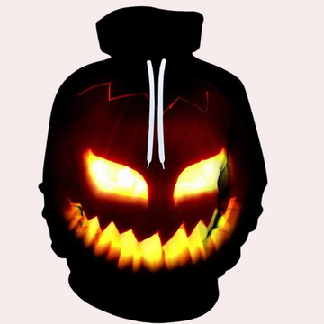 Unisex Avslappnad Passform Halloween Hoodie - Jack-o'-Lantern Tryck