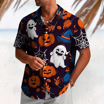 Herren Lila Gruseliges Grafik-Shirt - Halloween-Kostüm