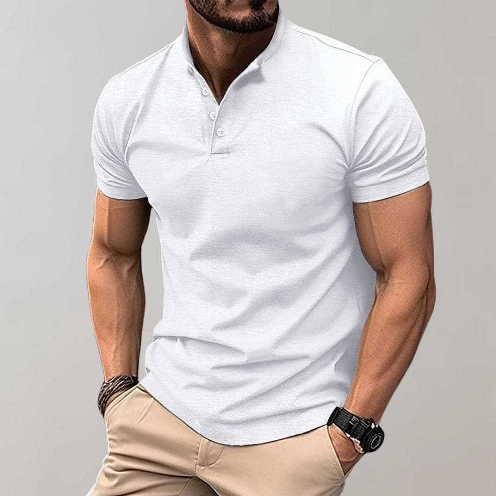 Stilvolles Henley-Kragen Polo-Shirt für Herren