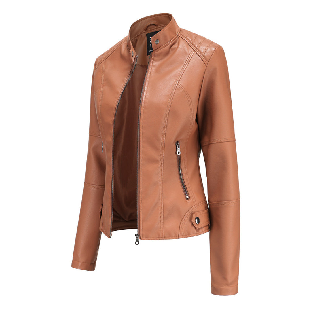 Women's jacket in slim moto style - zipper & high collar