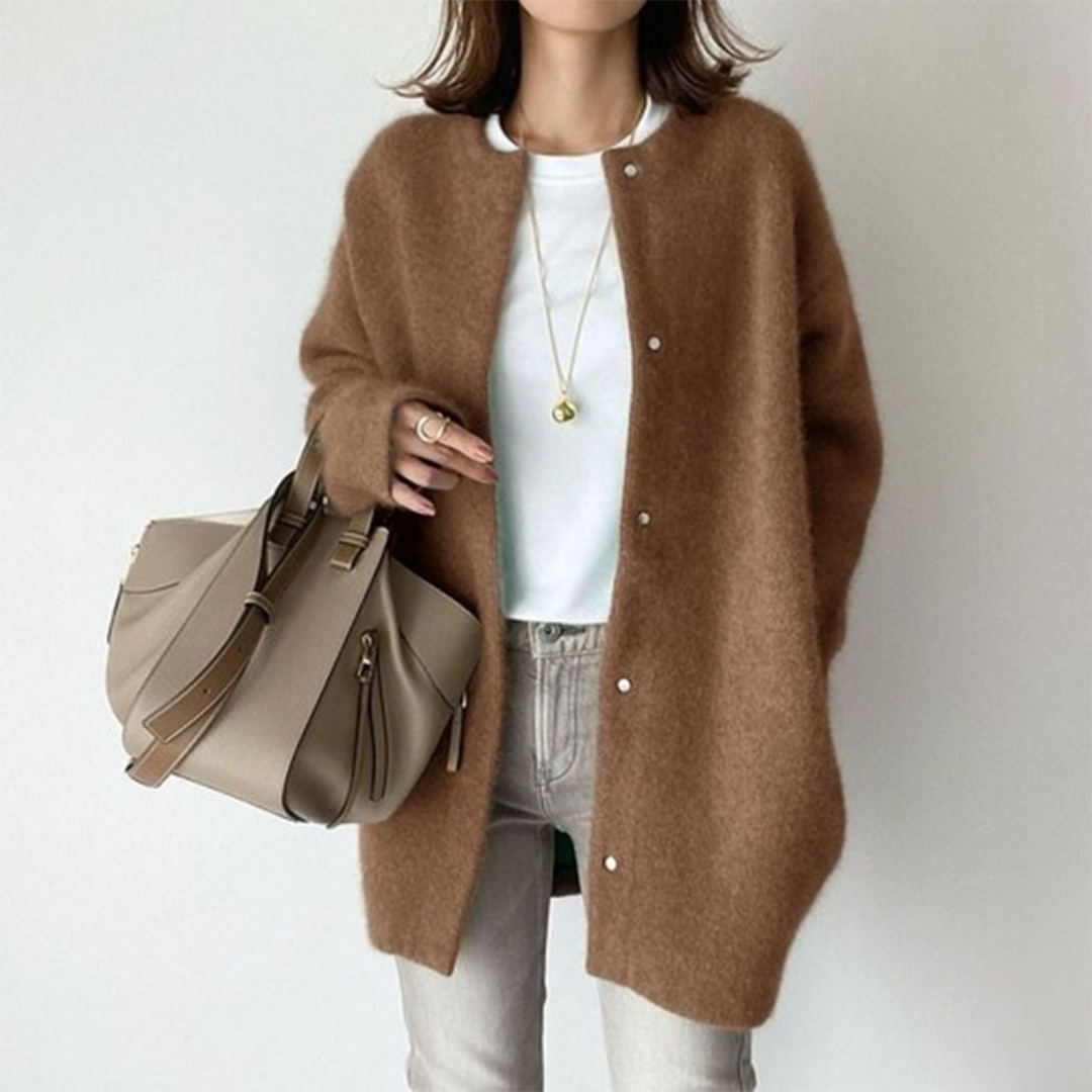 Damen Oversized-Strickjacke – Warme Oberbekleidung