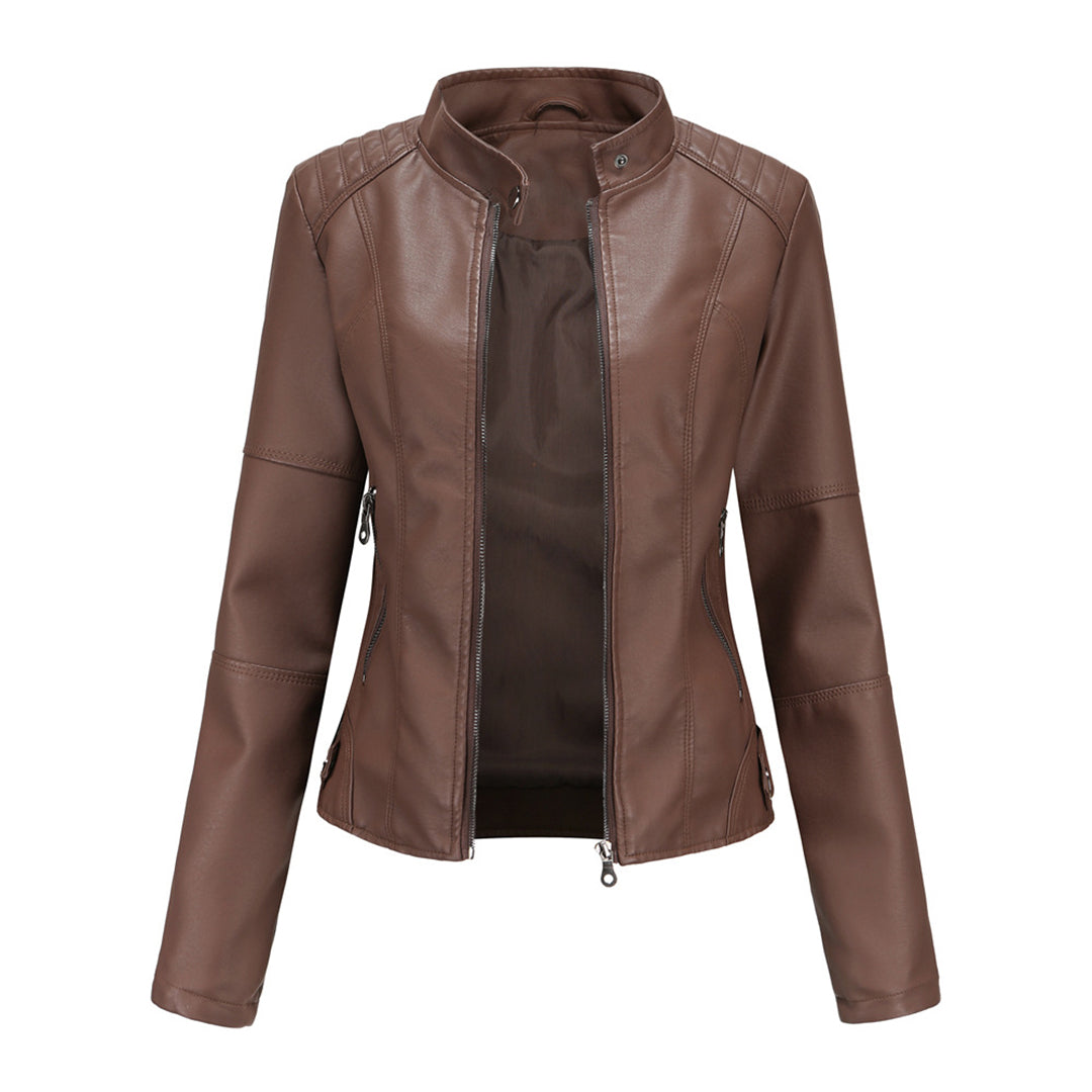Women's jacket in slim moto style - zipper & high collar