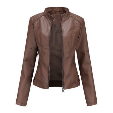 Women's jacket in slim moto style - zipper & high collar