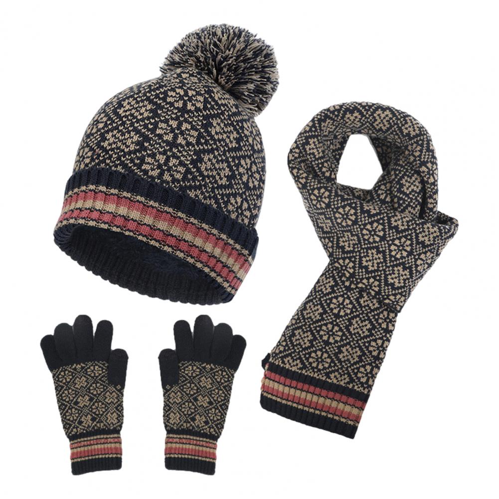 Women's 3-piece Accessory Winter Set - Knitted Gloves, Hat & Scarf