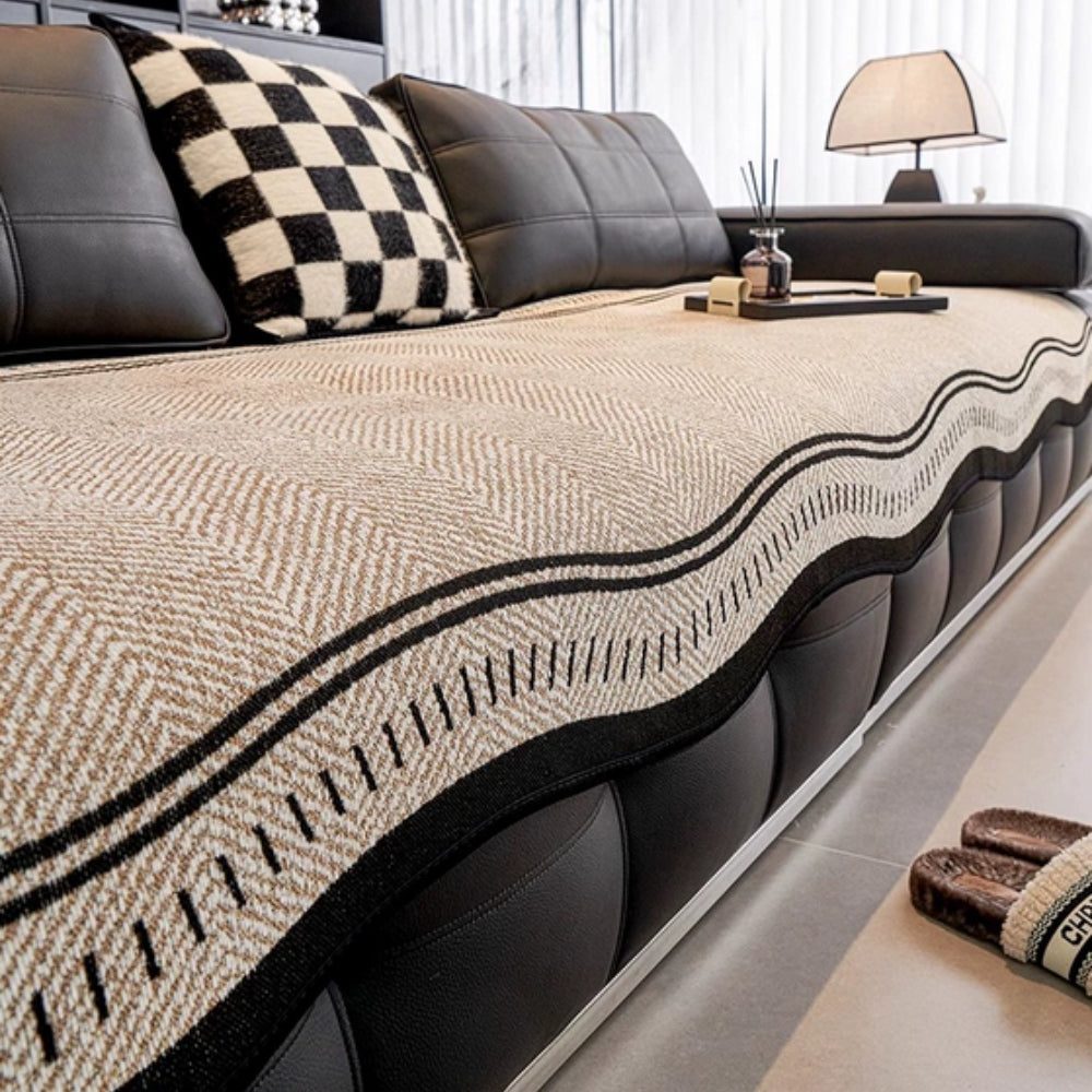 Gebreide Bankhoes - Golvende Rand en Anti-Slip