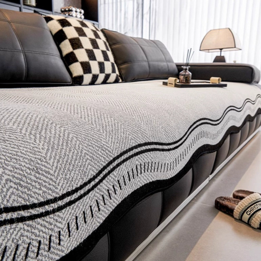 Gebreide Bankhoes - Golvende Rand en Anti-Slip