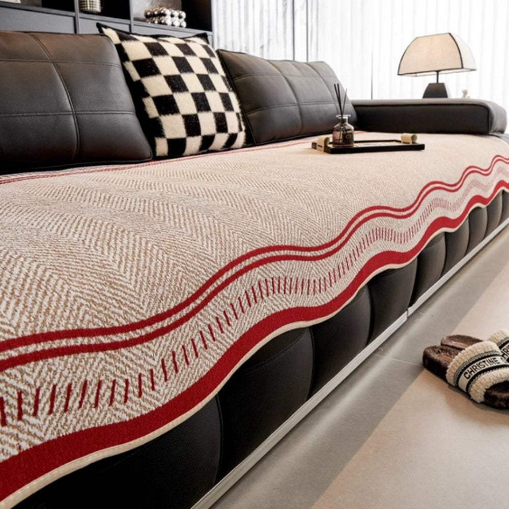 Gebreide Bankhoes - Golvende Rand en Anti-Slip