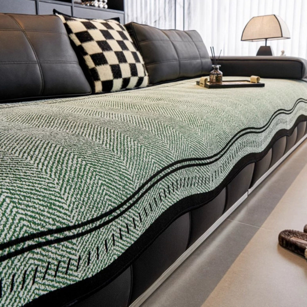 Gebreide Bankhoes - Golvende Rand en Anti-Slip