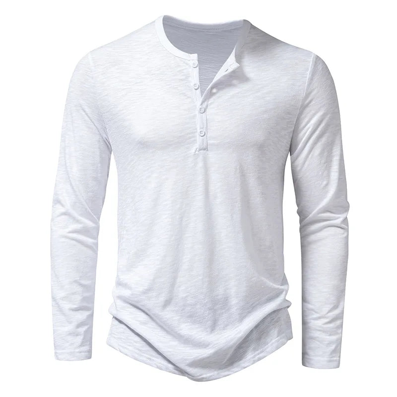 Herren Henley-Shirt - Relaxed Fit mit langen Ärmeln