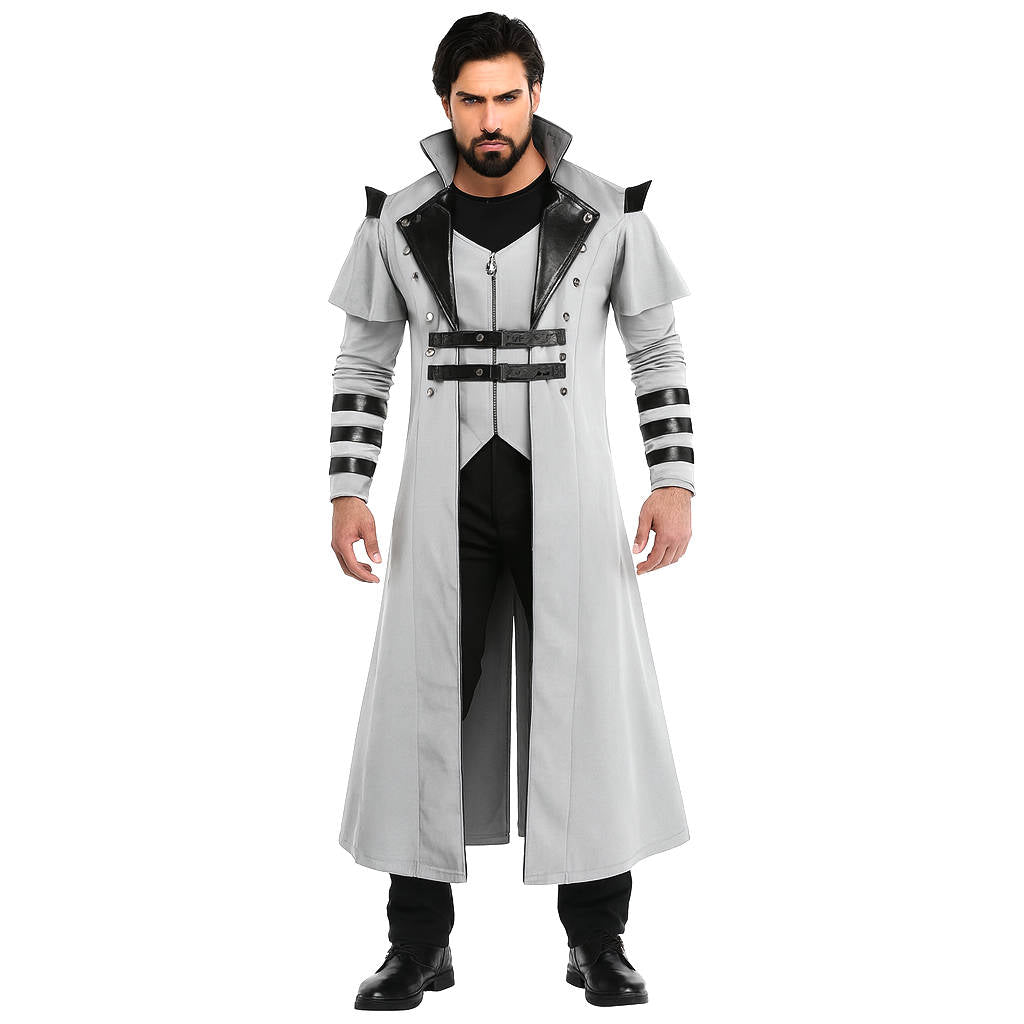 Herren Halloween Gotischer Langer Mantel - Stehkragen und Riemenverschluss