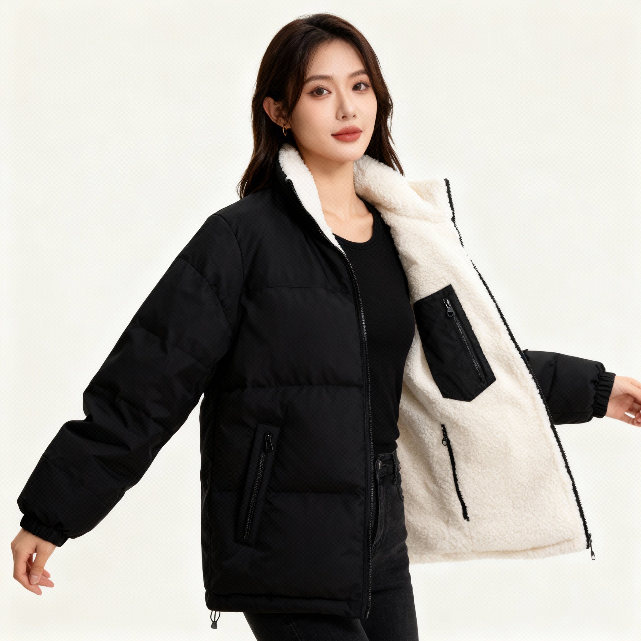 Damen Steppjacke - Weich Gefüttert mit Reißverschlusstaschen