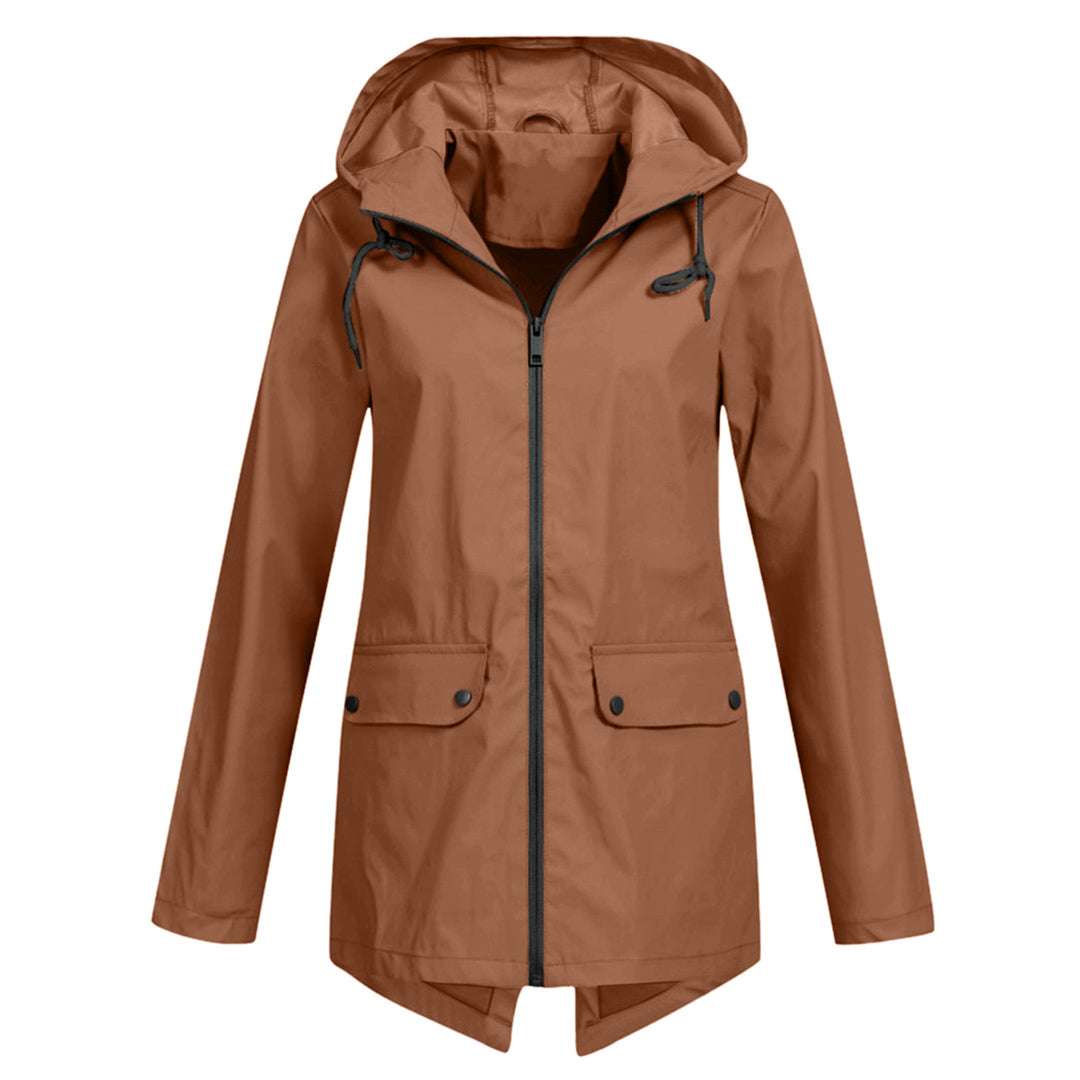 Women's Stylish Waterproof Jacket - Adjustable Hood Function