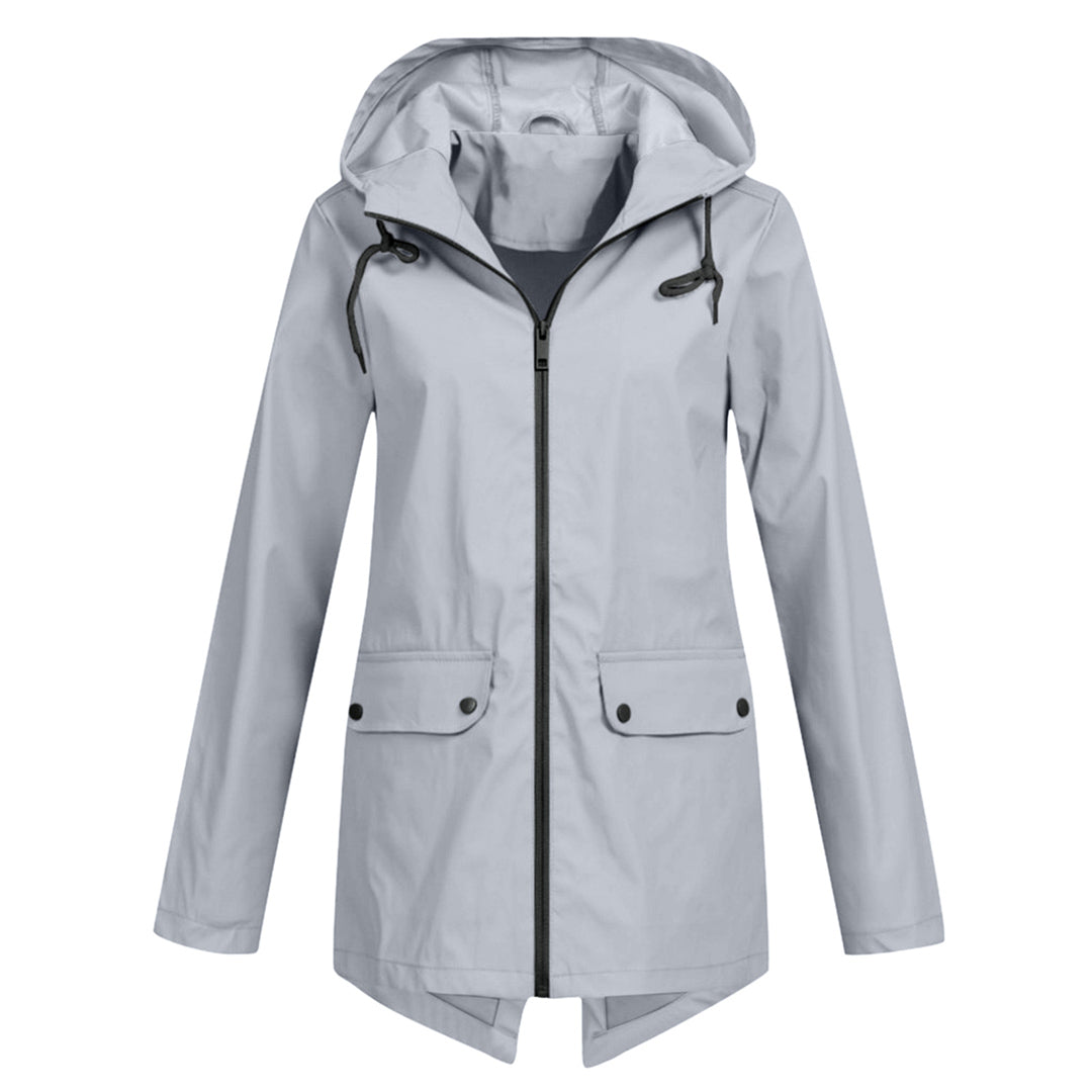 Women's Stylish Waterproof Jacket - Adjustable Hood Function