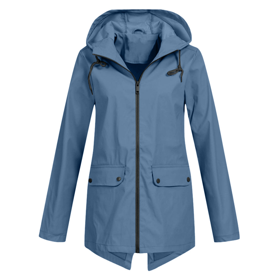 Women's Stylish Waterproof Jacket - Adjustable Hood Function