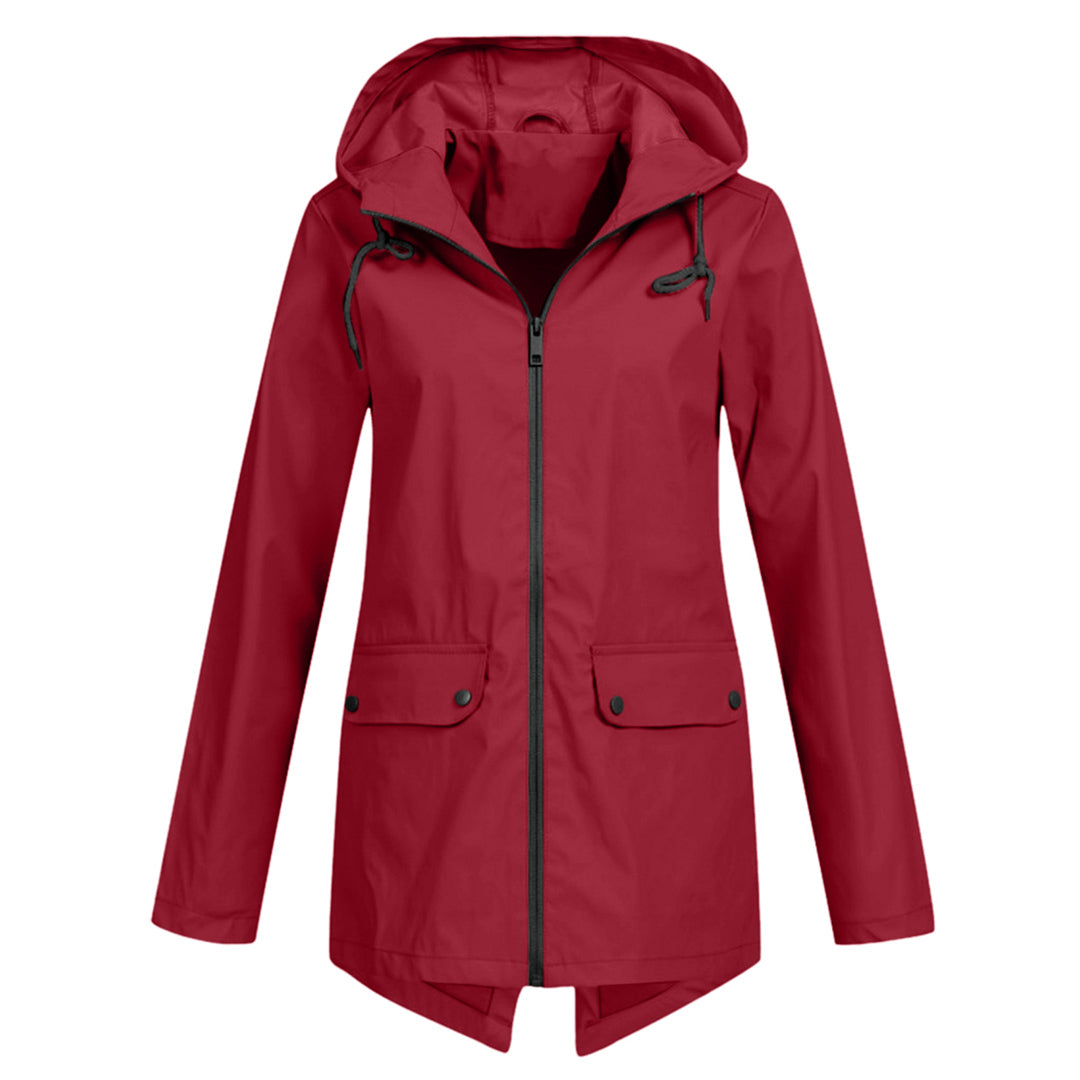 Women's Stylish Waterproof Jacket - Adjustable Hood Function