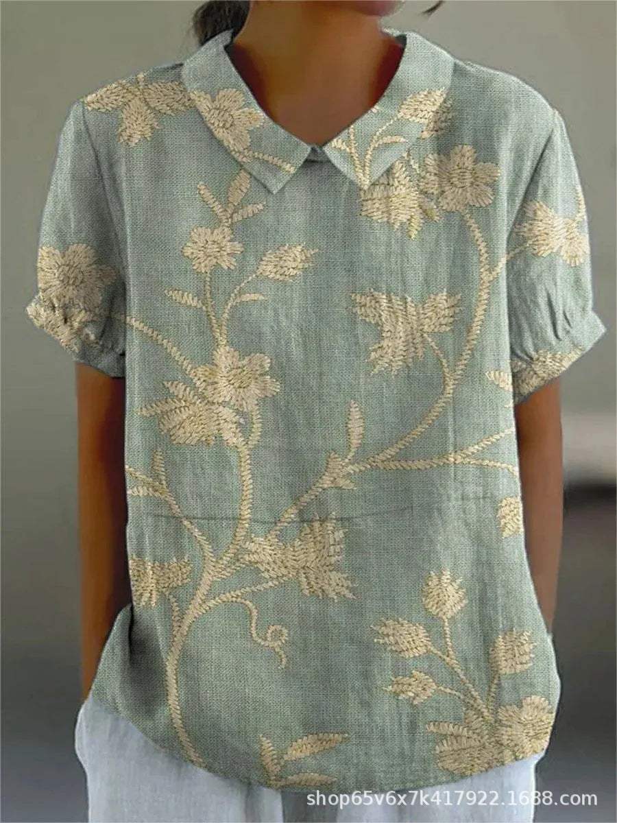 Elegante Bluse mit Vintage-Blumenmuster für Damen