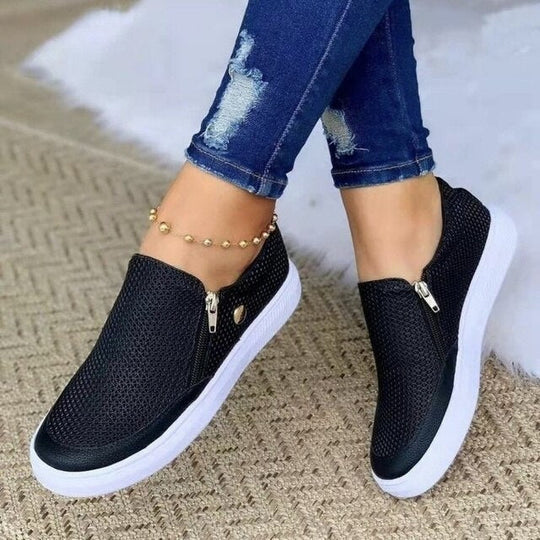 Damen Sneaker - Slipper mit seitlichem Reißverschluss