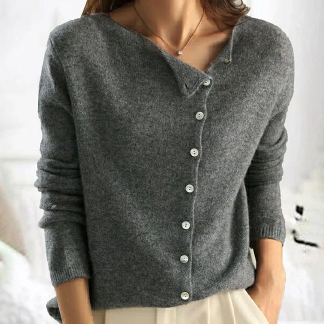 Women's Soft Cardigan – Asymmetric Button Style