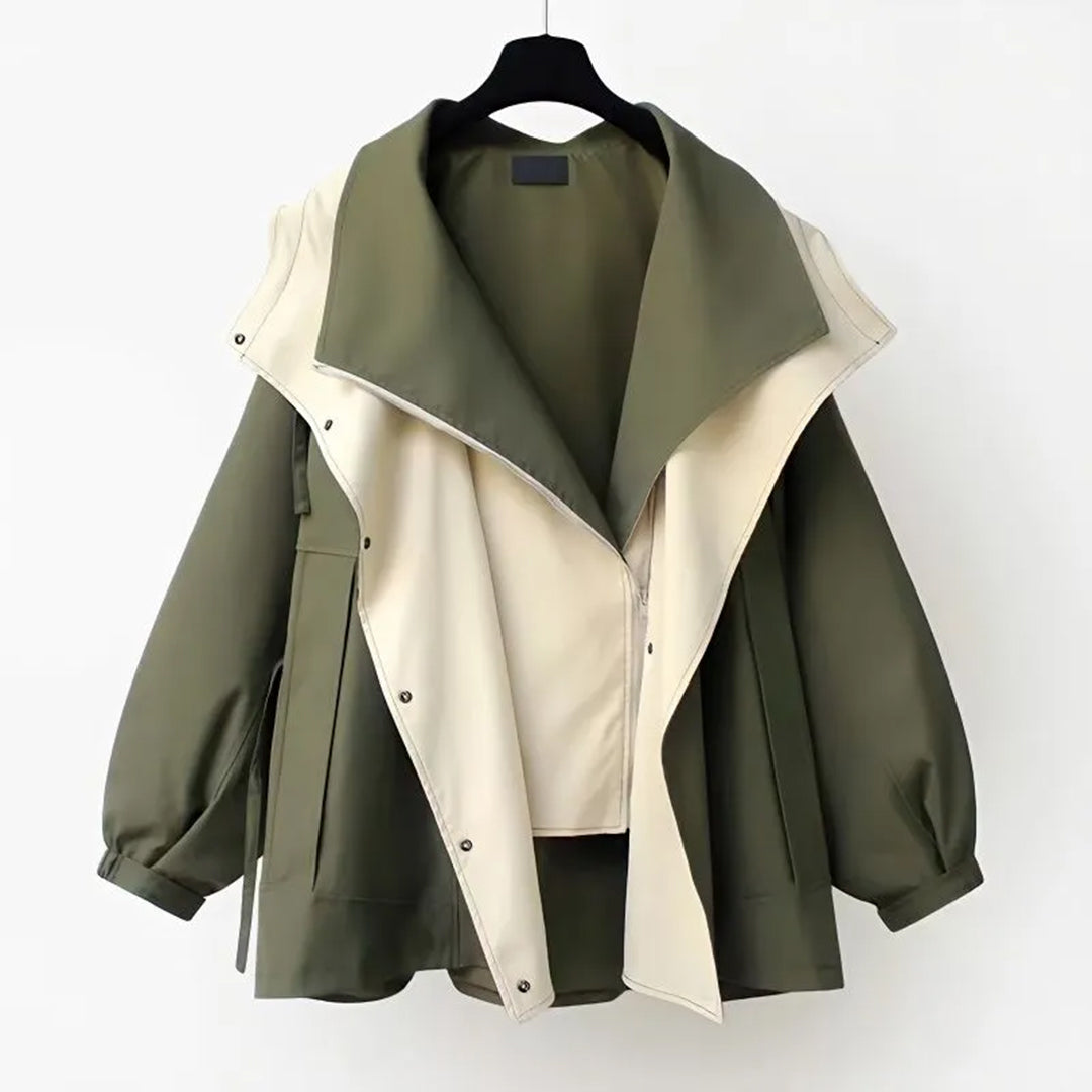 Women's Oversized Trench Coat – Windproof with Double Collar