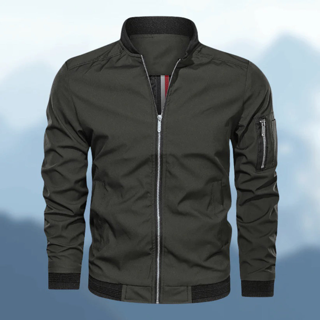 Men's Windproof Bomber Jacket - Zipper & Lightweight Outerwear