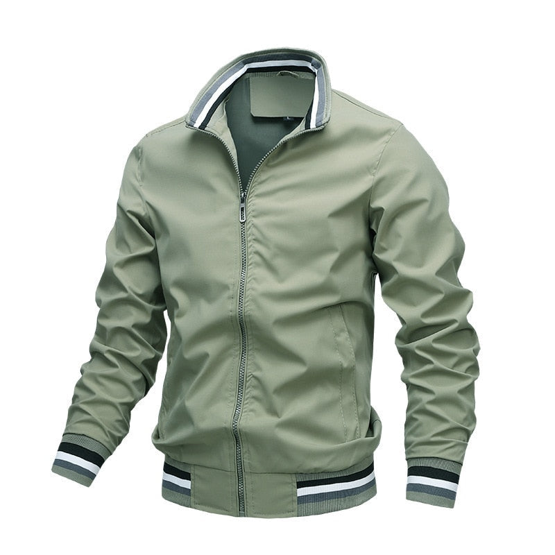 Men's Varsity Bomber Jacket - Striped Collar & Cuffs