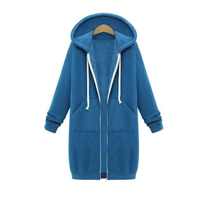 Damen Langer Kapuzenpullover - Mit Reißverschluss