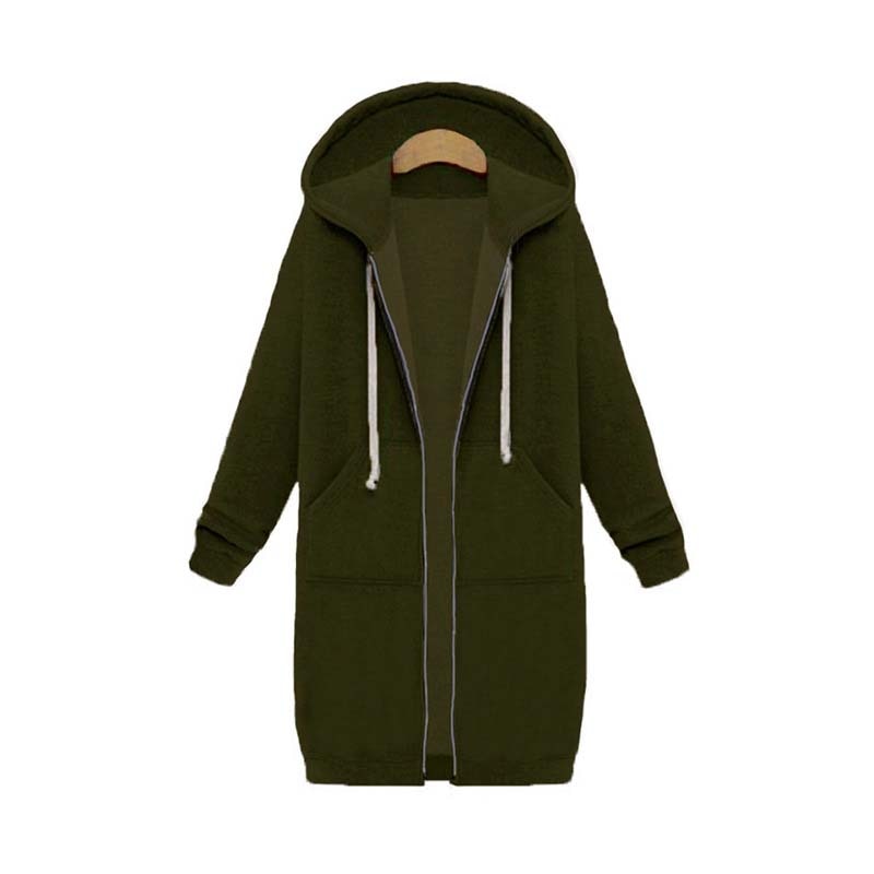 Damen Langer Kapuzenpullover - Mit Reißverschluss