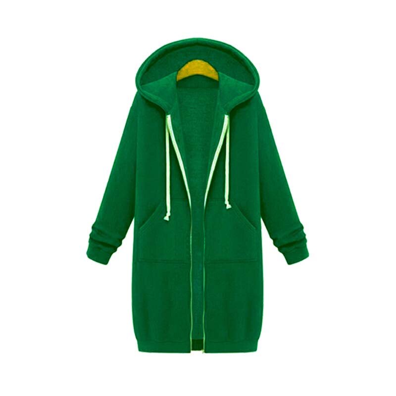 Damen Langer Kapuzenpullover - Mit Reißverschluss