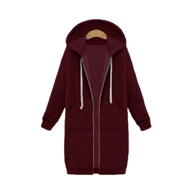 Damen Langer Kapuzenpullover - Mit Reißverschluss