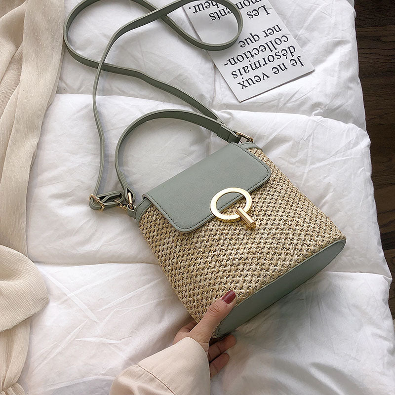 Damen Handtasche - Stroh Eimer Stil