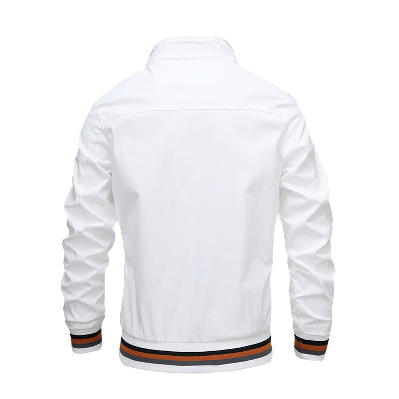Men's Varsity Bomber Jacket - Striped Collar & Cuffs