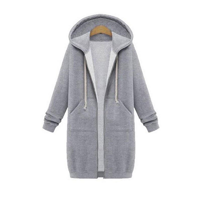 Damen Langer Kapuzenpullover - Mit Reißverschluss