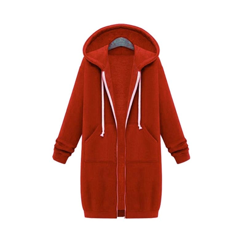 Damen Langer Kapuzenpullover - Mit Reißverschluss