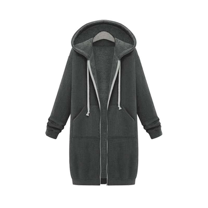 Damen Langer Kapuzenpullover - Mit Reißverschluss