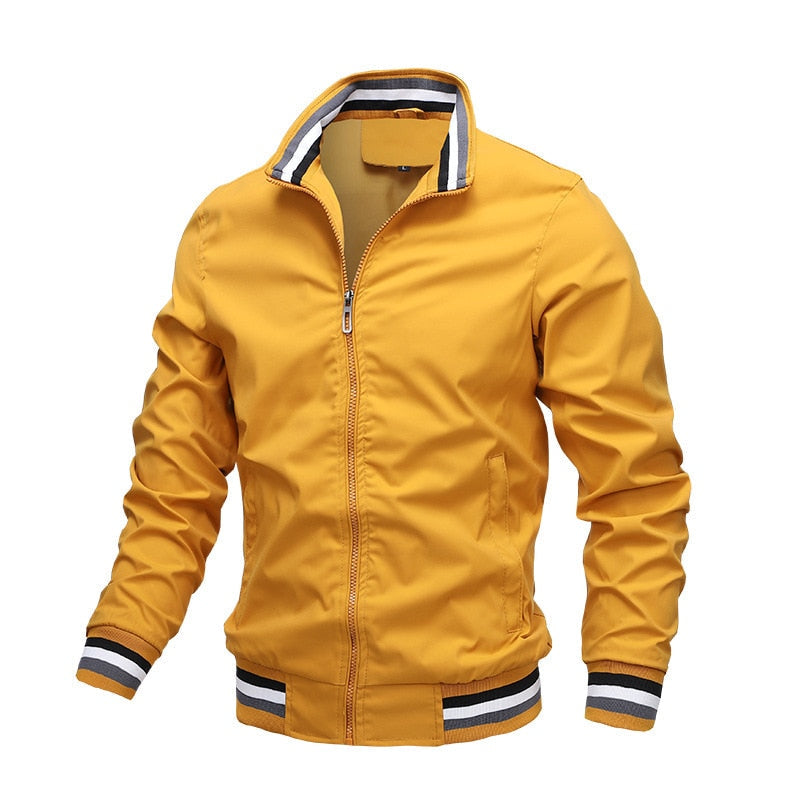 Men's Varsity Bomber Jacket - Striped Collar & Cuffs