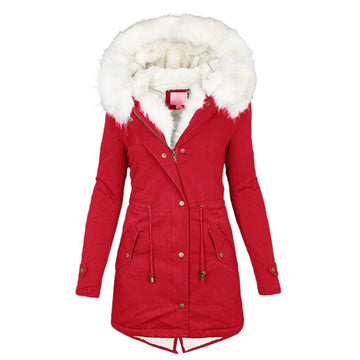 Damen Parka Wintermantel - Tailliert & Kapuze