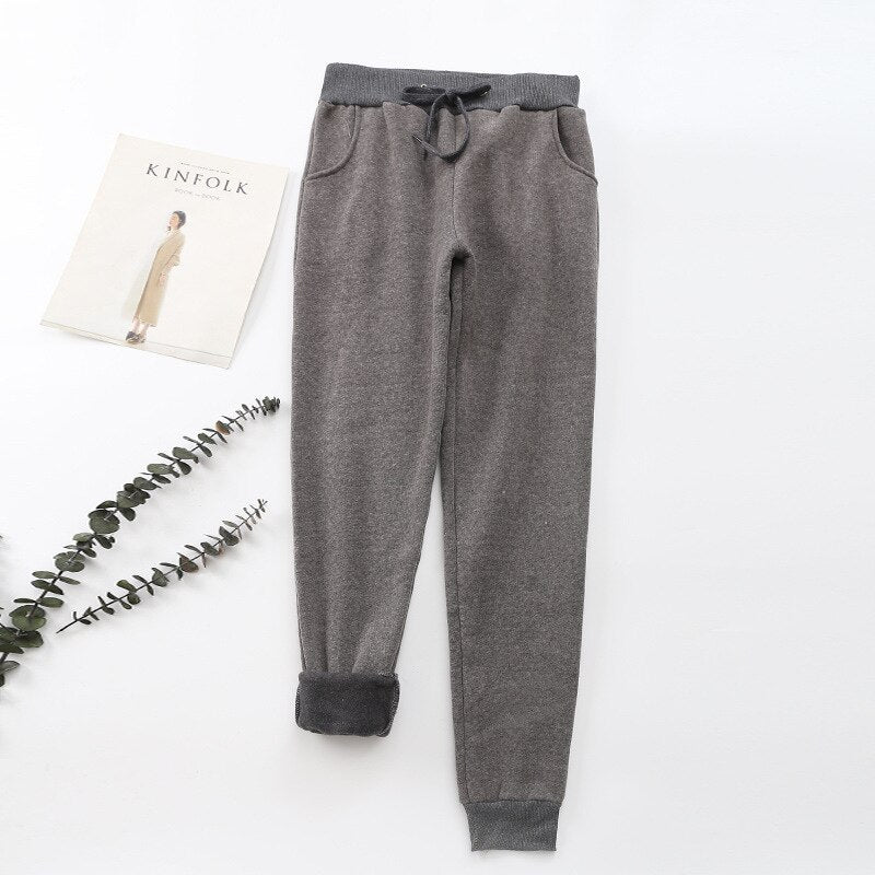 Pantalones de jogging térmicos para mujer - Forro cálido con cordón