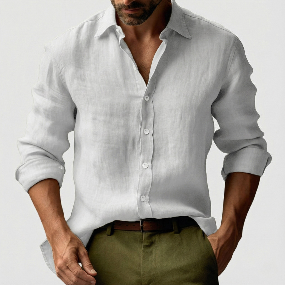 Men's Linen Shirt - Button-Up & Relaxed Fit