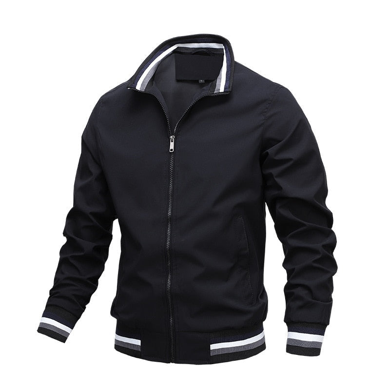Men's Varsity Bomber Jacket - Striped Collar & Cuffs