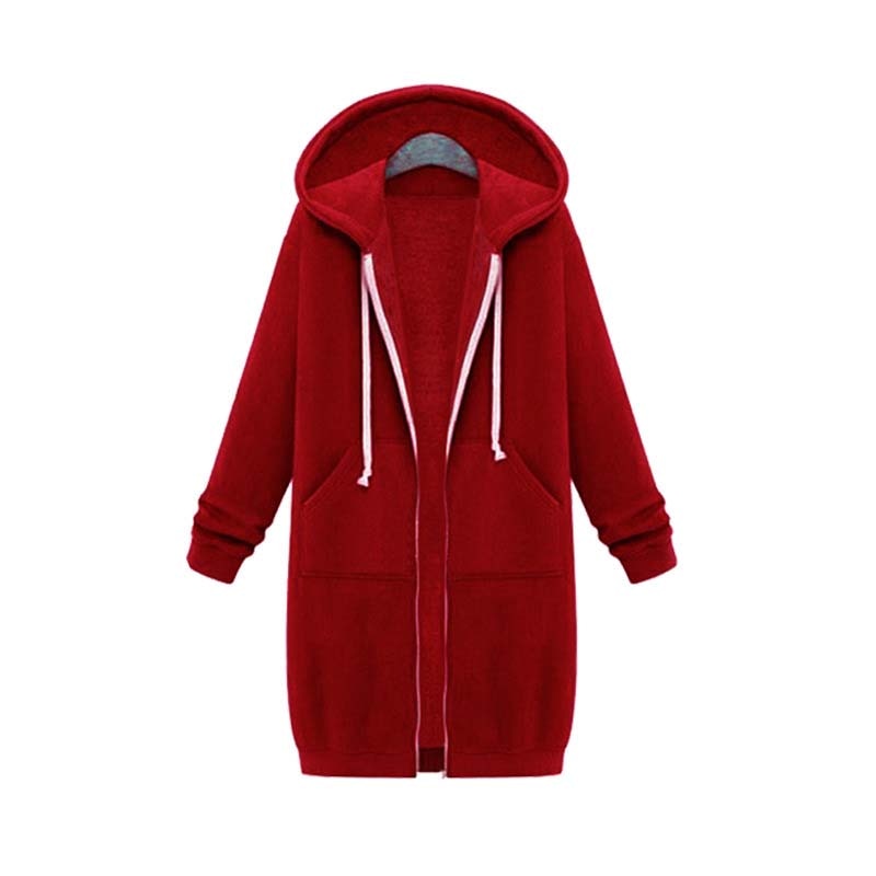 Damen Langer Kapuzenpullover - Mit Reißverschluss